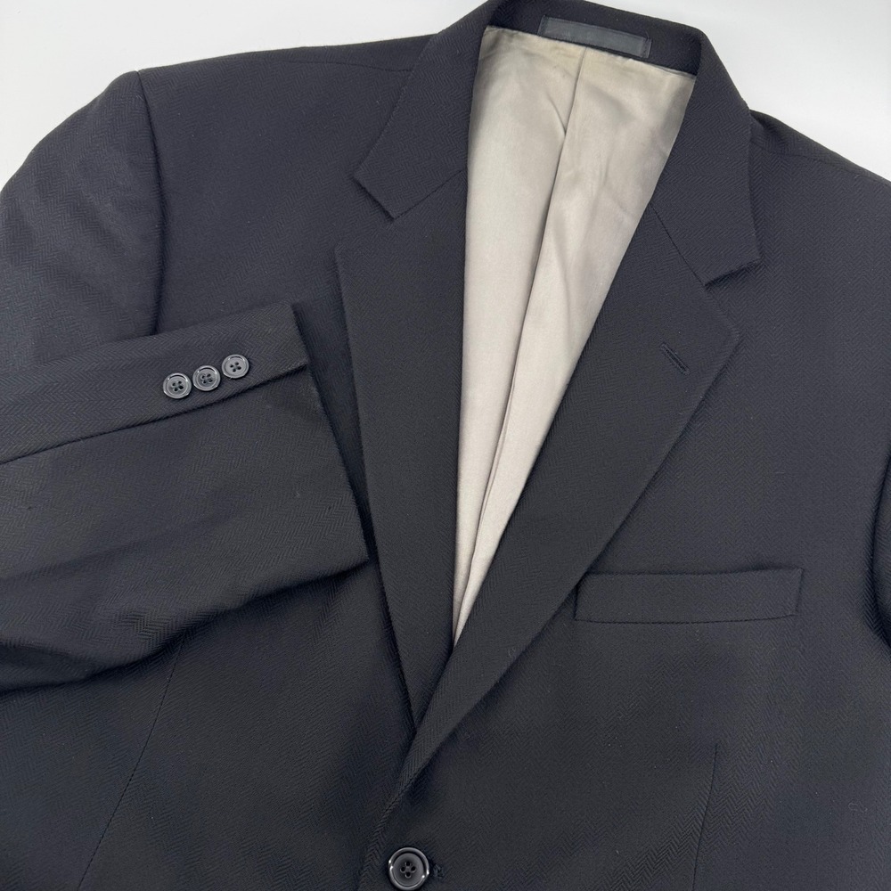 Tallia Uomo‎ Blazer Mens 44 Long Black Loro Piana Wool Super 170s Herringbone